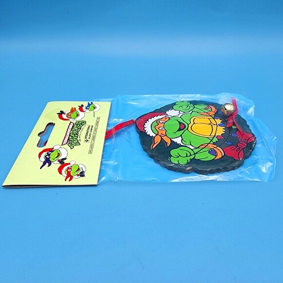 Vintage 1991 Teenage Mutant Ninja Turtles Michelangelo in Wreath wi/ Bell Christ - Picture 5 of 7